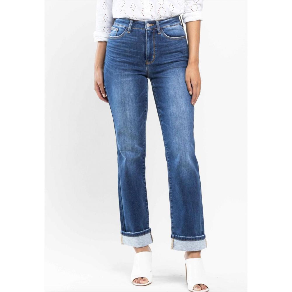 Judy Blue Medium Wash Straight Leg Jeans Thermal Lining